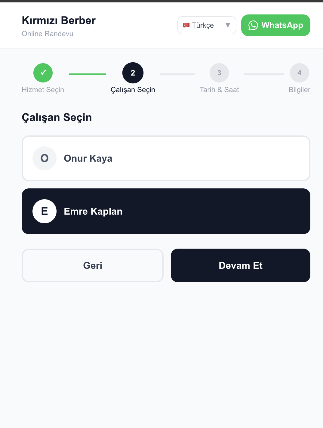 Çalışan Seçin