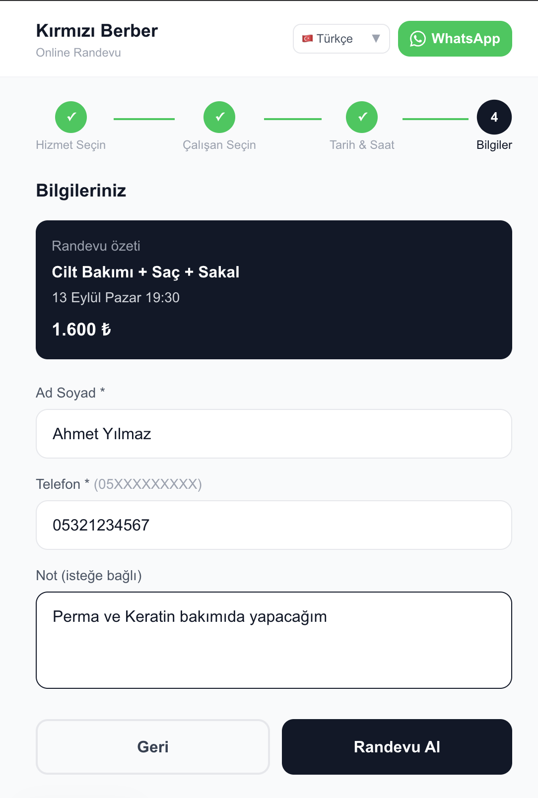 Bilgiler & Onay
